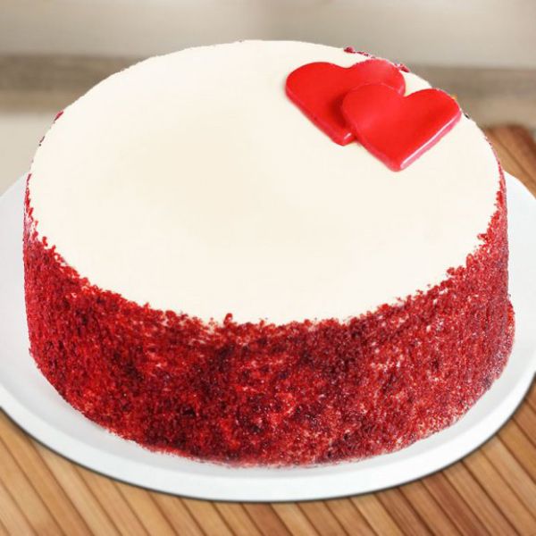 Red Velvet Cake With A Heart In Upper Layerorder Cake And Flowers