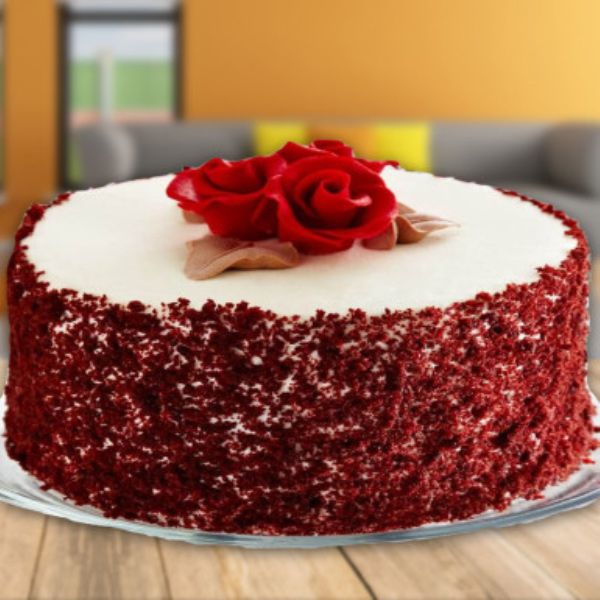Red Velvet Cake With Red Color Roses Iris Florists mangalore online