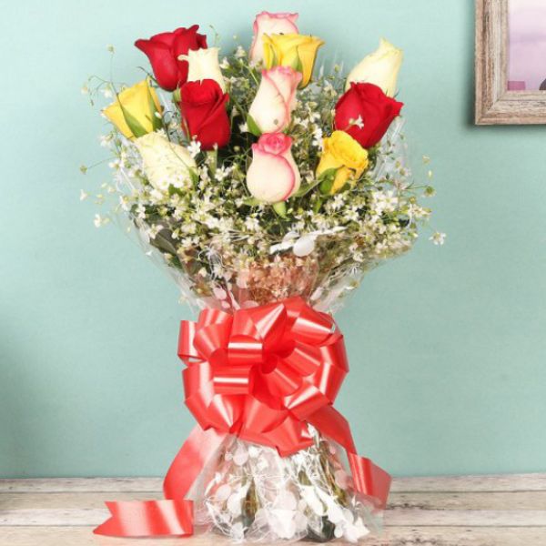 Mixed Rose Bouquet Iris Florists mangalore online delivery of flowers