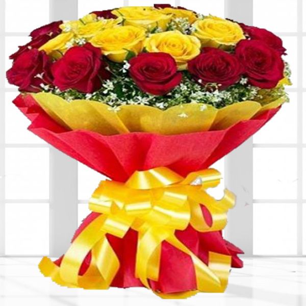 Yellow And Red Roses Iris Florists mangalore online delivery of